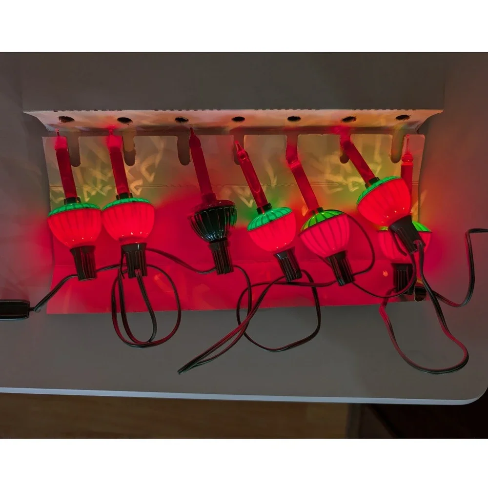 Vintage Noma Bubble Lites 2 Sets 7 Lights Each Red Green Yellow MCM Christmas